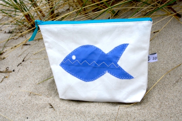 Segeltuchtasche mit blauen Fisch